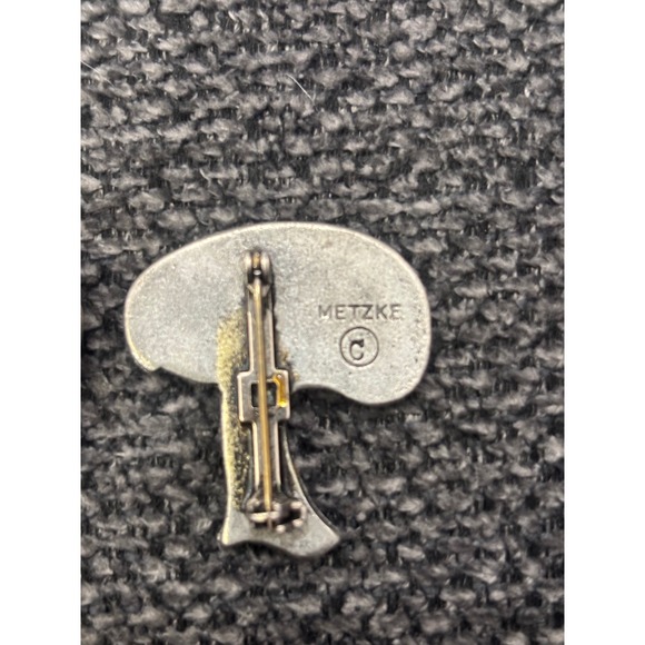 Vintage METZKE Mushroom Pins Brooch Set Silver Tone Botanical Nature Whimsical - Picture 4 of 5